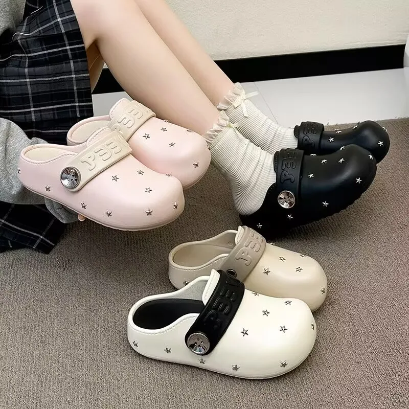 Small and High-End Star Studded Toe Caps, Thick Soled Müller Shoes, Versatile for Summer Commuting and Outdoor Wear