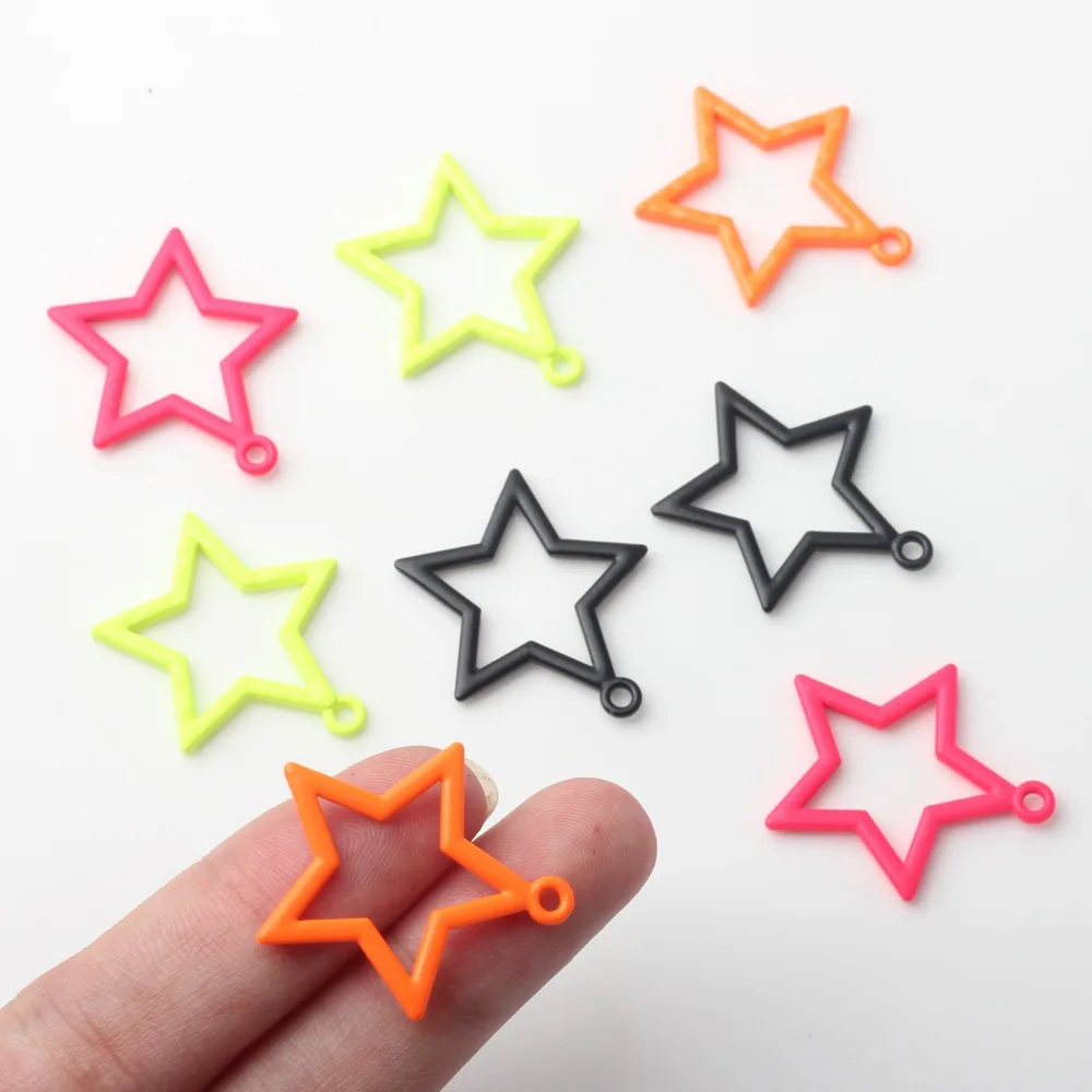 10pcs Alloy Color Stars Hollow Out Charms Pendant For DIY Bracelet Earring Jewelry Necklace Key Chain Making Accessories