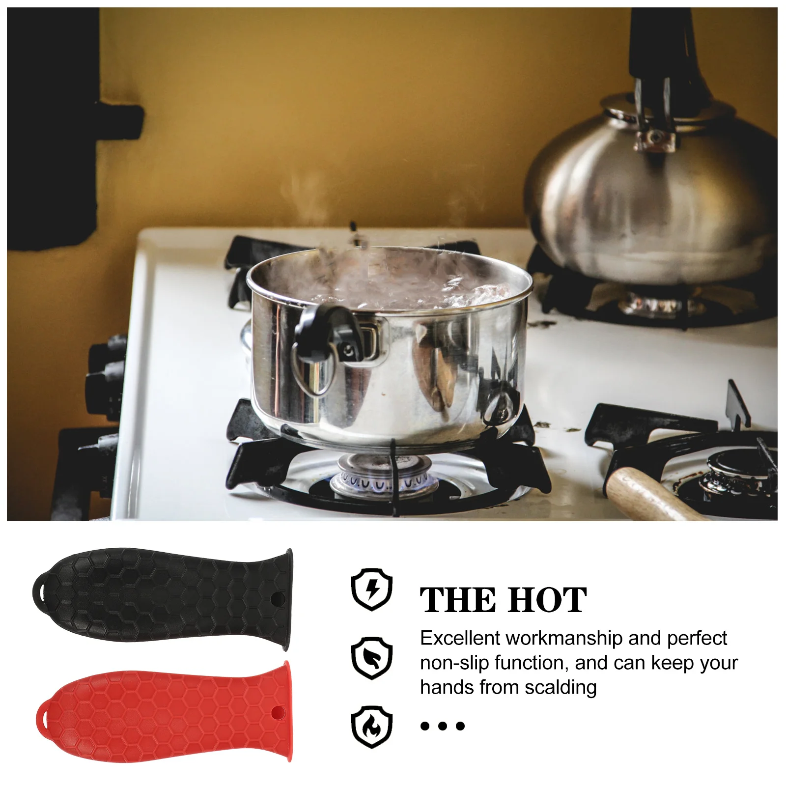 

2Pcs Silicone Pot Handle Sleeve Non-Slip Heat Resistant Pan Handle Covers Pot Holders Protective Grip Covers Kitchen Cookware