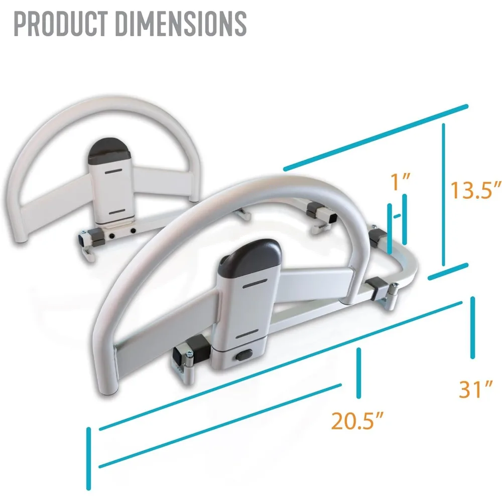 Stander EZ Click Bed Handle, Hospital Bed Rail, Safety Assist Medical Rail For Seniors, Long Term Care For Elderly, Set Of 2