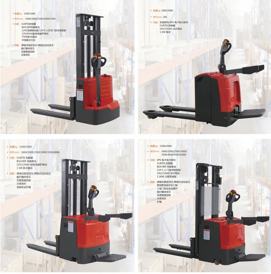 CQDA15 Counter Balance Stand-on Drive Type Full Electric Pallet Jack Stacker Electric Straddle Stacker
