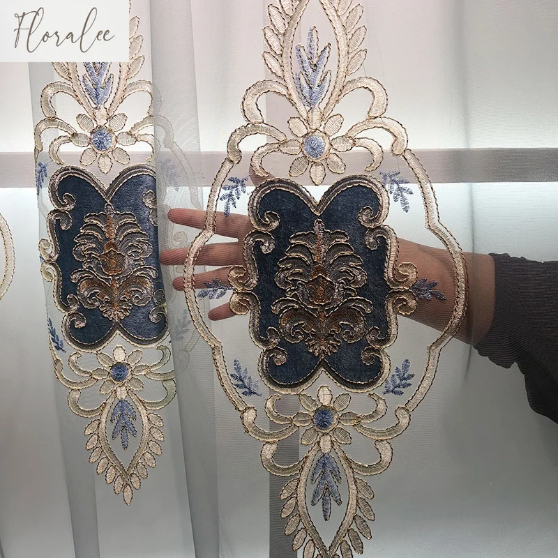 Custom Size！！European Luxury Hollow High-end Atmospheric Water-soluble Embroidered Curtains for Living Dining Room Bedroom Decor