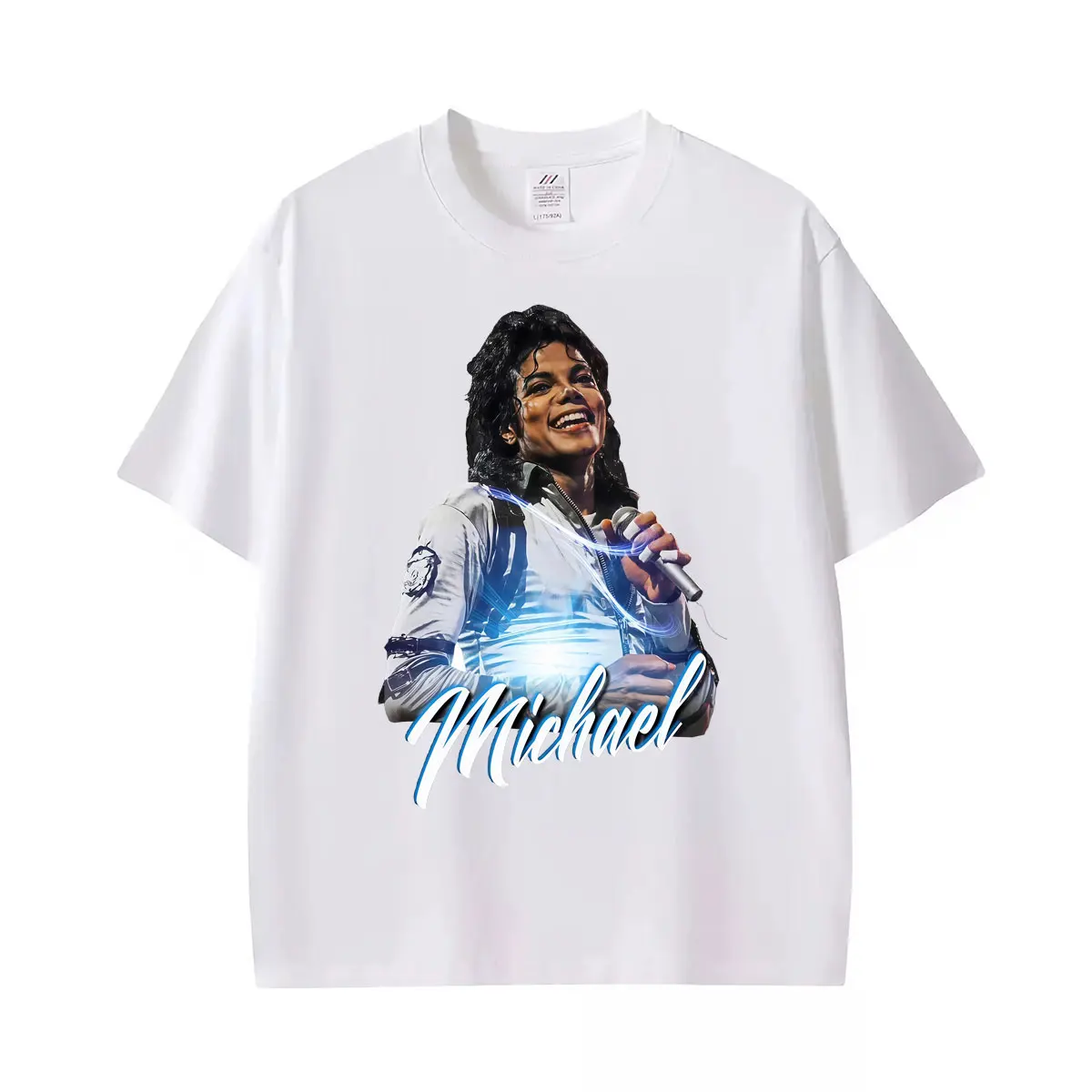 King of Pop Michael Jackson Rock Singer T-Shirt für Herren und Damen, 100 % Baumwolle, kurzärmelig, Harajuku, klassisches, übergroßes T-Shirt – Detail 5
