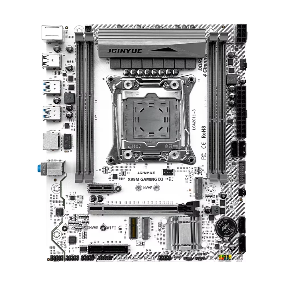 JGINYUE X99 Placa-mãe LGA2011-3 M-ATX Suporte Xeon E5 V3 V4 CPU DDR4 ECC RAM X99M GAMING D4 ARGB