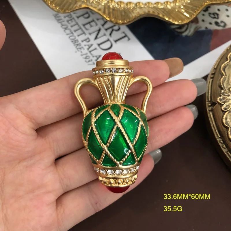Light Luxury Enamel Glaze Colorful Rhinestone Leaf Fairy Small Pot Brooch