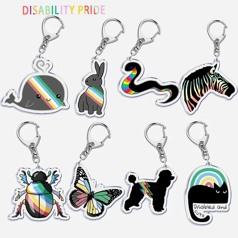 Disability Pride Neurodivergent Key Chain Keychains Ring for Accessories Bag Pendant Keyring Jewelry Autism Friends Gifts