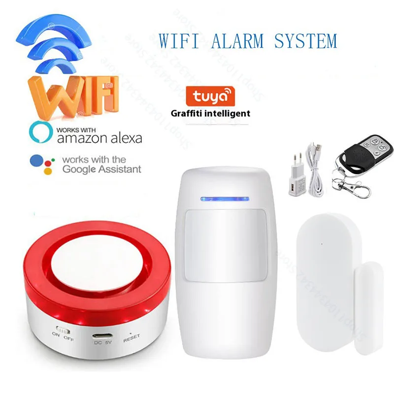 

WIFI Tuya Smart Home Security Siren Alarm Big Sound Strobe Flash Alert Wireless 433 Motion Sensor Door Detector Alexa Control