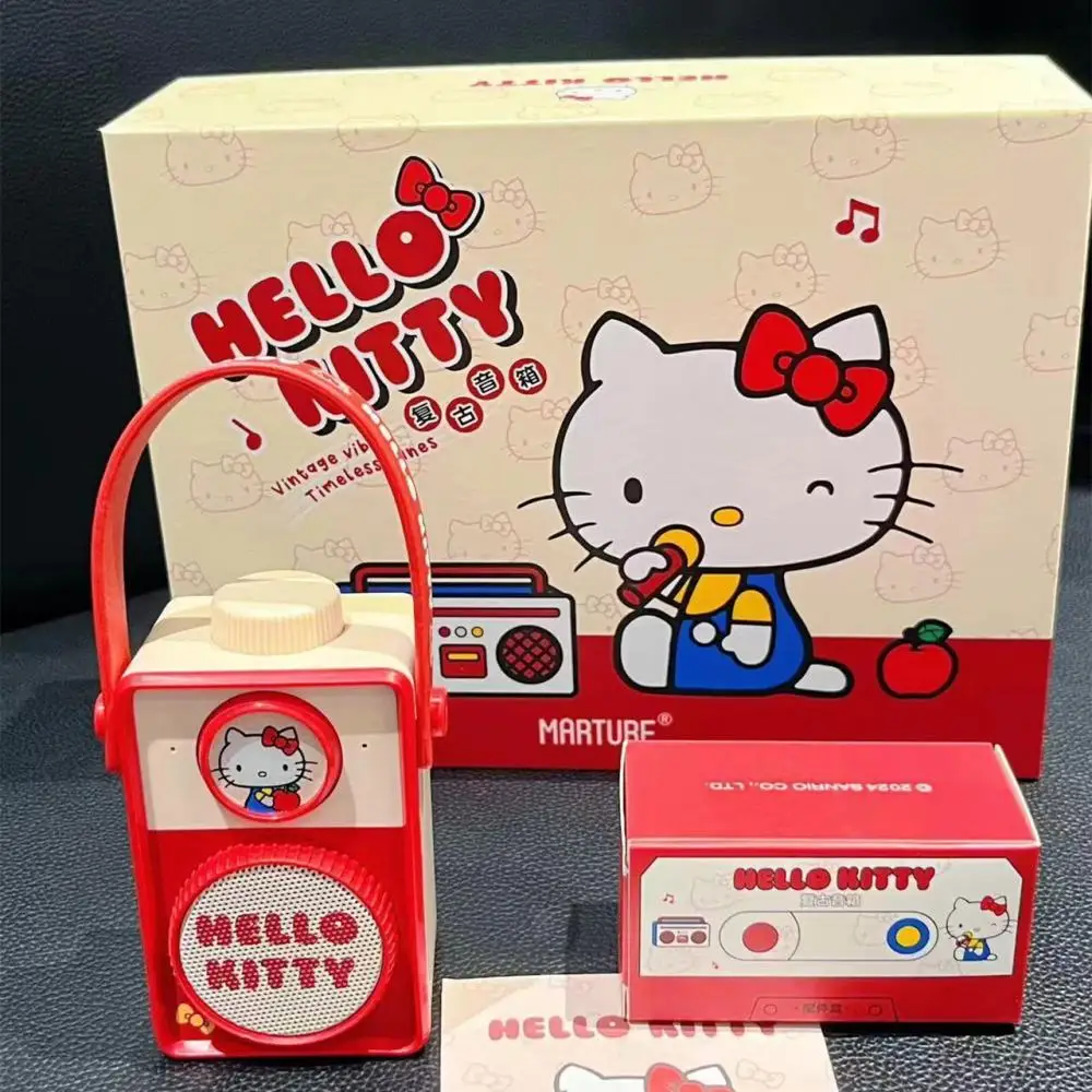 

Kawaii Sanrio Anime Hobby Hello Kitty Cartoon Retro Red Bluetooth Audio Portable Subwoofer When Going Out Birthday Gift