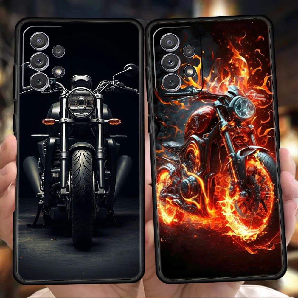 Motorcycle Phone Case for Samsung Galaxy A15 A14 A25 A54 A34 A51 A71 A72 A73 A32 A52 A52S A11 A21S A31 A41 5G Soft Shell Capas