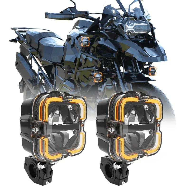 90W 6000LM Dual Color Strobe LED Spotlight For Motorcycle Mini Laser Driving Light