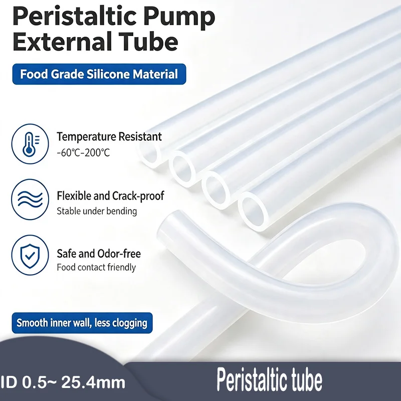 Food Grade Silicone Peristaltic Pump Tube Soft Flexible Rubber Hose ID 0.5-25.4mm Non-Toxic For Aquarium Lab Liquid Delivery
