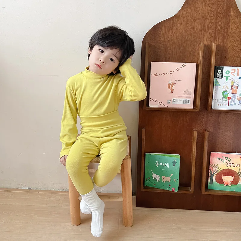 

Children's Warm Fall Home Wear Pajamas Pure CottonABoys and Girls Brushed Long Johns Baby Pajamas