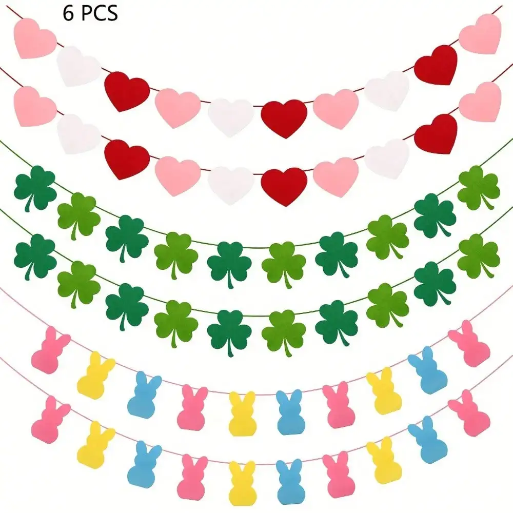 

6шт фетровая гирлянда в форме сердца на день Святого Валентина, декор для разных праздников