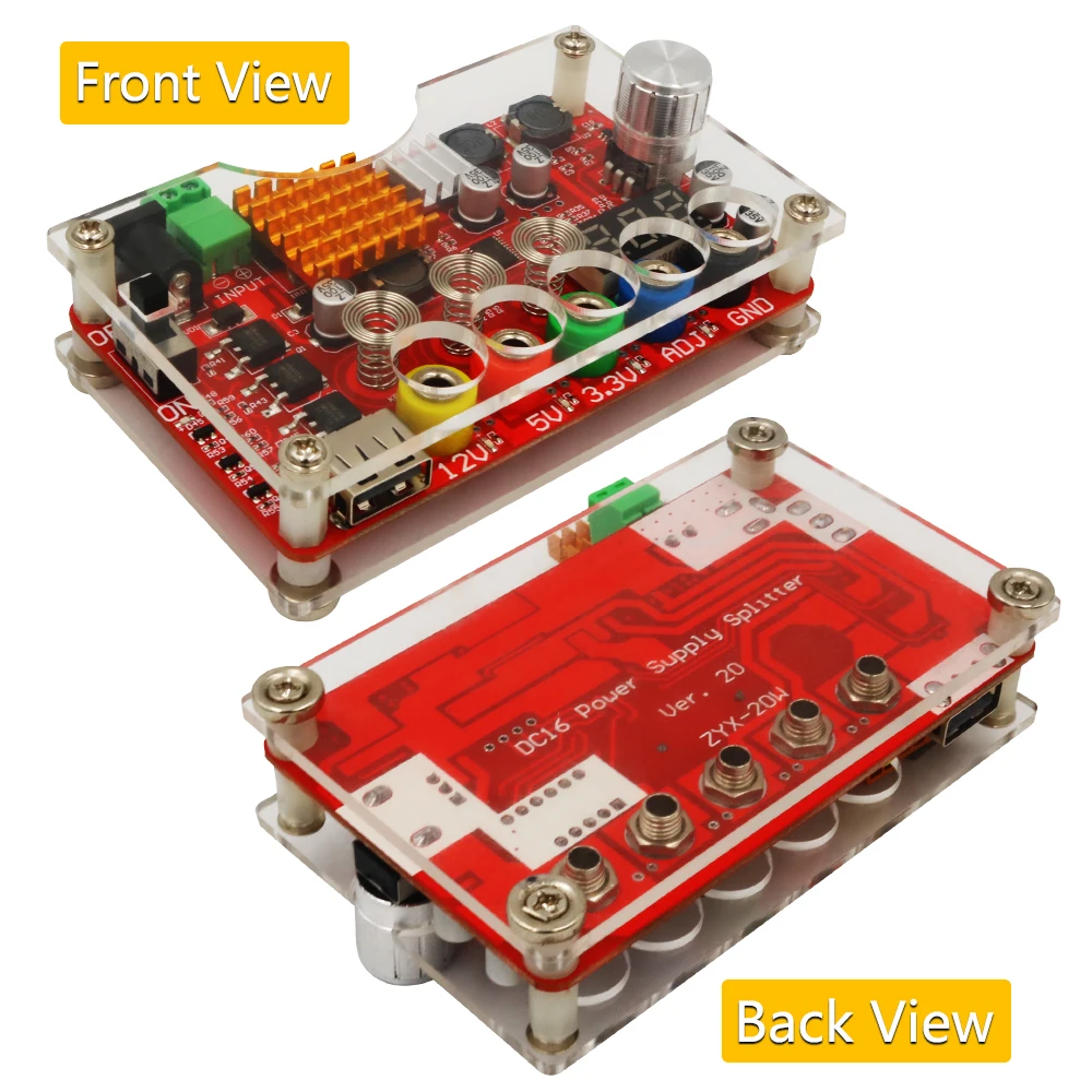 Nowa wersja wejście DC 13-24V do 3.3V, 5V, 12V tabliczka zaciskowa napięcia wyjściowego, z pokrętłem regulowane napięcie ADJ i czujnikiem dotykowym