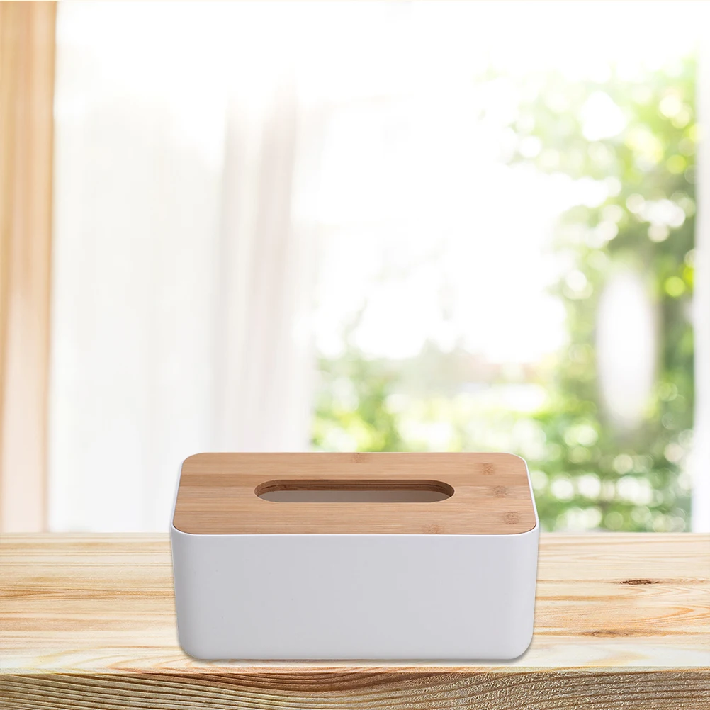

Bamboo Tissue Box Rectangular Holder Premium Material Fashion Cover Moisture Dust Proof Storage Container Car Office