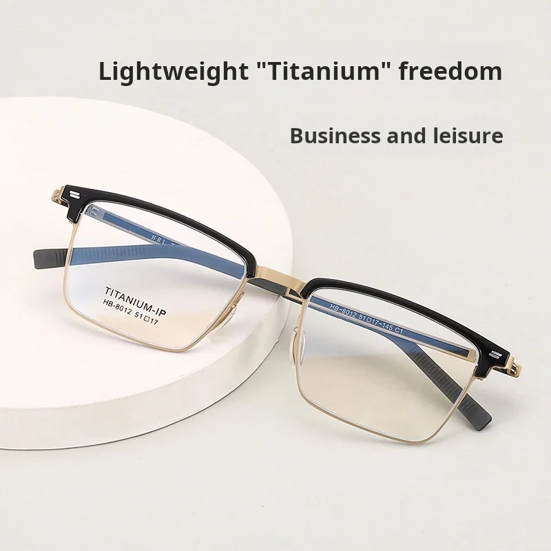 TFTB Luxury Pure Titanium Men's Glasses Square Screwless Design Stylish Ultra-light Optical Prescription Eyeglasses Frame 8012 - Image 3