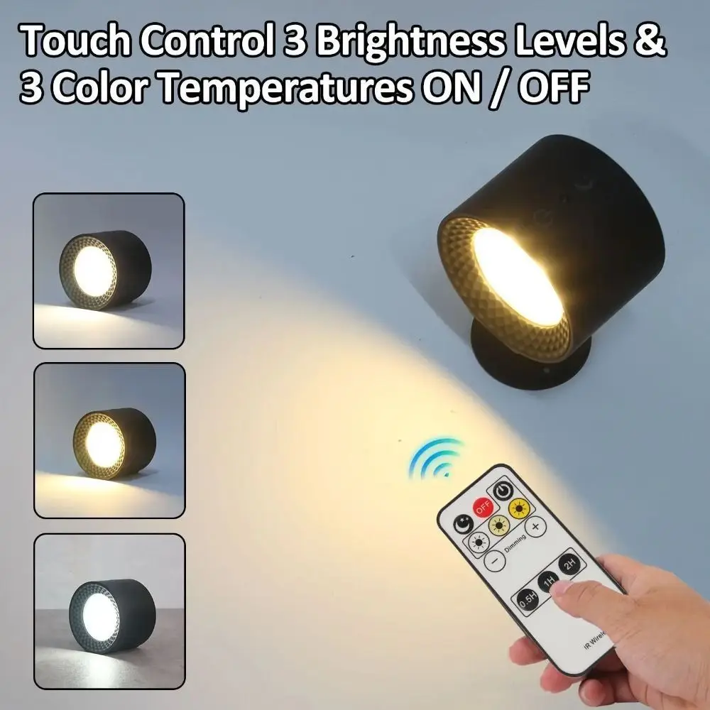 

Magnetic Magnetic Wall Light Wall Mounted 360° Rotation LED Wall Lamp Wireless Touch Remote Control Cabinet Spotlight Bedroom