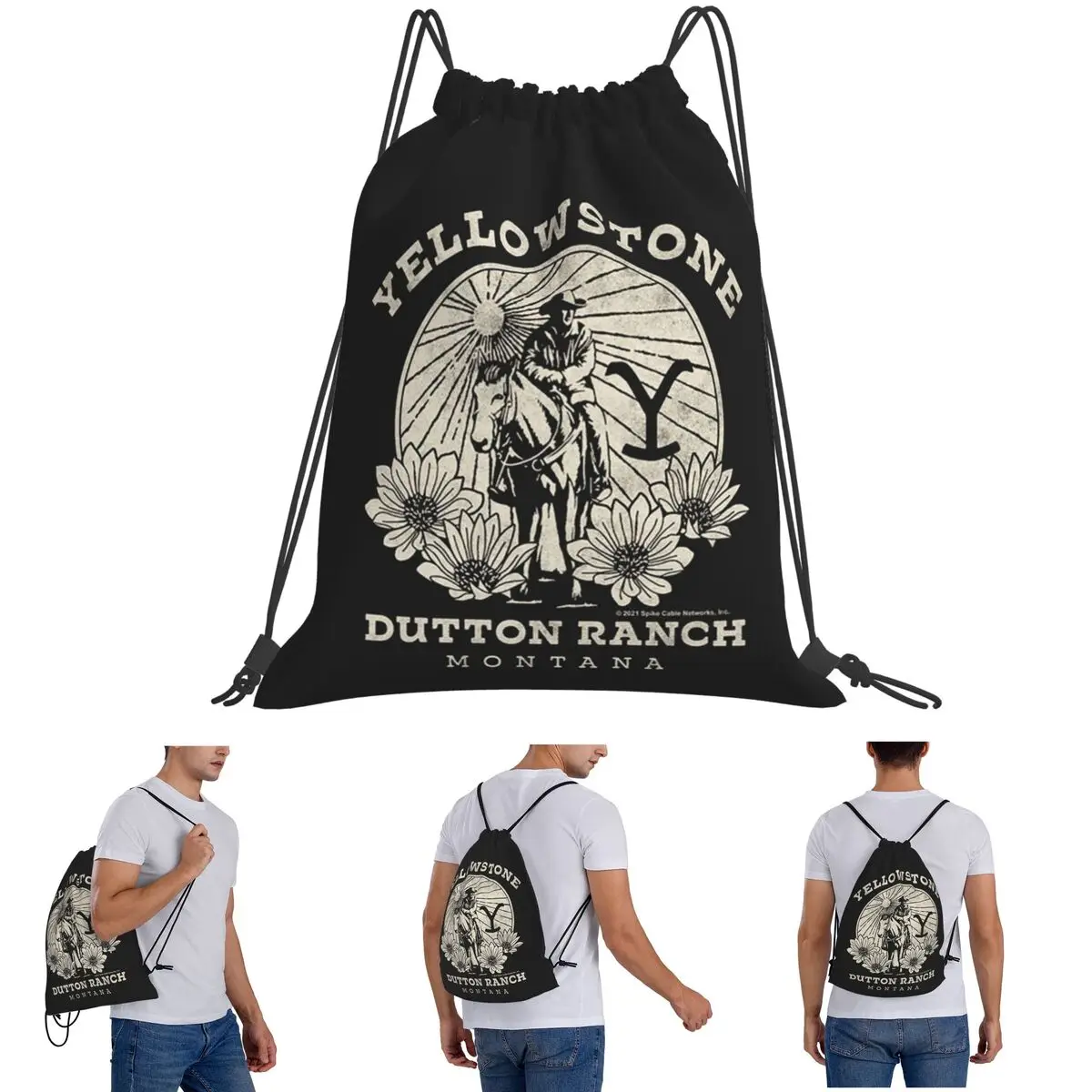 Yellowstone Dutton Ranch Backpacks Fashion Drawstring Bags Sports Bag Book Bags for Man Woman School