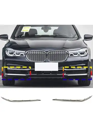 BMW 7 시리즈 G12 730 740 750 2015 2016 2017 2018 2019 2020 2021용 좌우 크롬 앞 범퍼 커버 스트립 트림 BMW 7 시리즈 G12 730 740 750 2015 2016 2017 2018 2019 2020 2021용 좌우 크롬 앞 범퍼 커버 스트립 트림