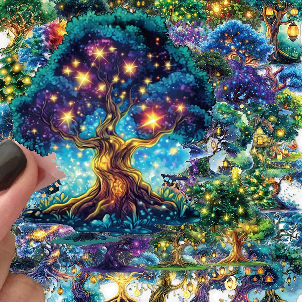 

10/30/50pcs Transparent Magic Tree Cartoon Stickers Aesthetic Graffiti Decals Toy DIY Notebook Phone Scrapbook Cute Sticker Pack