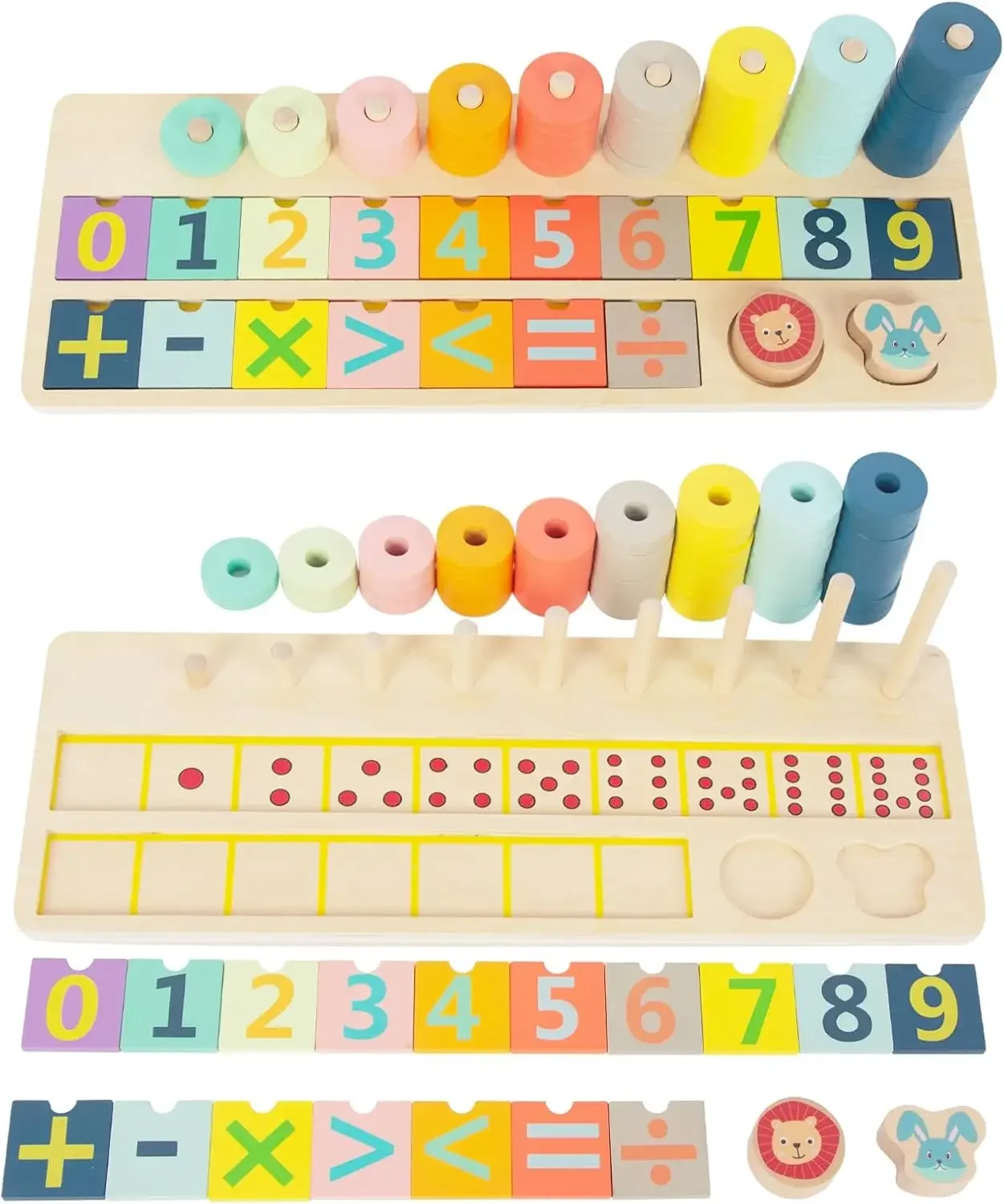 

Wooden Toys for Toddlers, Shape Sorter Montessori Stacking Toys Educational Recognition Number Puzzle, Early Preschool Learning