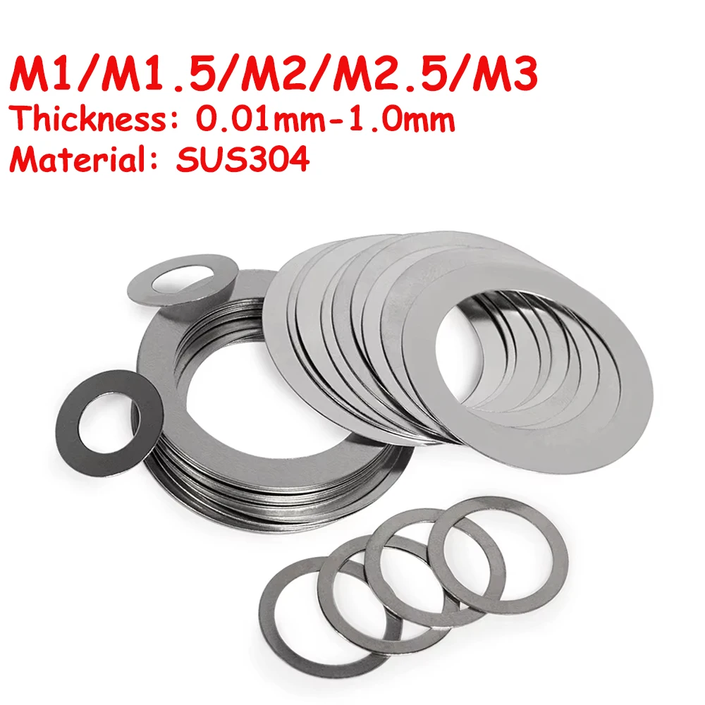 

Yiqianyuan M1 M1.5 M2 M2.5 M3 DIN988 SUS304 Stainless Steel Adjusting Shim Washers Ultra-thin Plain Washer Flat Gaskets