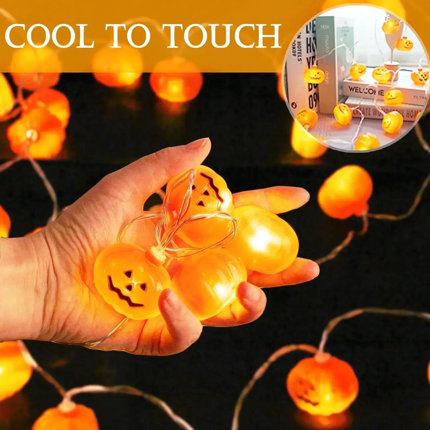 2/3m kürbis förmige LED Halloween Batterie Lichterkette hängende Dekoration niedliche orange Jack-O-Laterne Party Dekoration