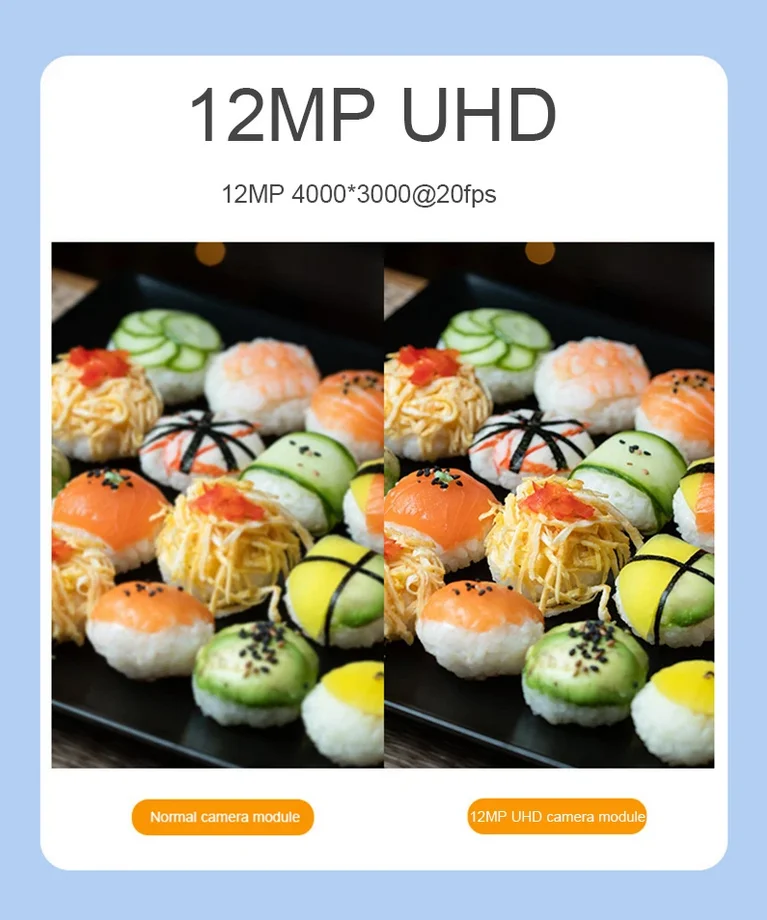 12MP IMX362 USB2.0 Webcam Module PDAF Autofocus Fixed Focus AF/FF Camera No Distortion Lens UVC OTG Plug & Play 4K PC Usb Camera - Image 3