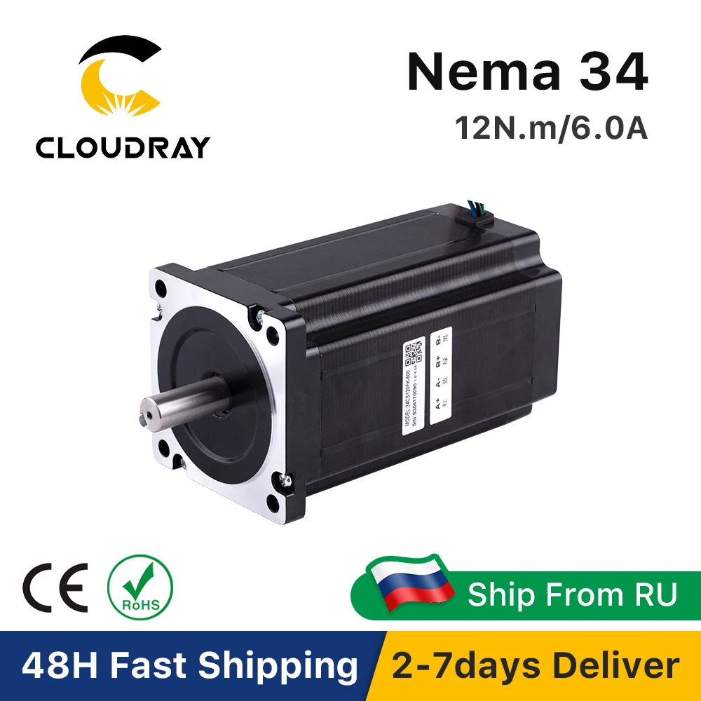 Silnik krokowy Nema 34 12 Nm 6,0 A 2-fazowy silnik krokowy 155 mm o wysokim momencie obrotowym do frezarki grawerującej CNC (34CS120FK-600)