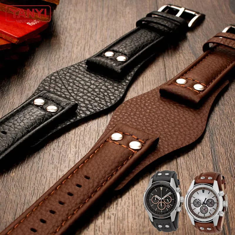 

Genuine Leather Watchband 22mm With mat for fossil CH2891 CH3051 CH2564 CH2565 watch band handmade mens leather strap