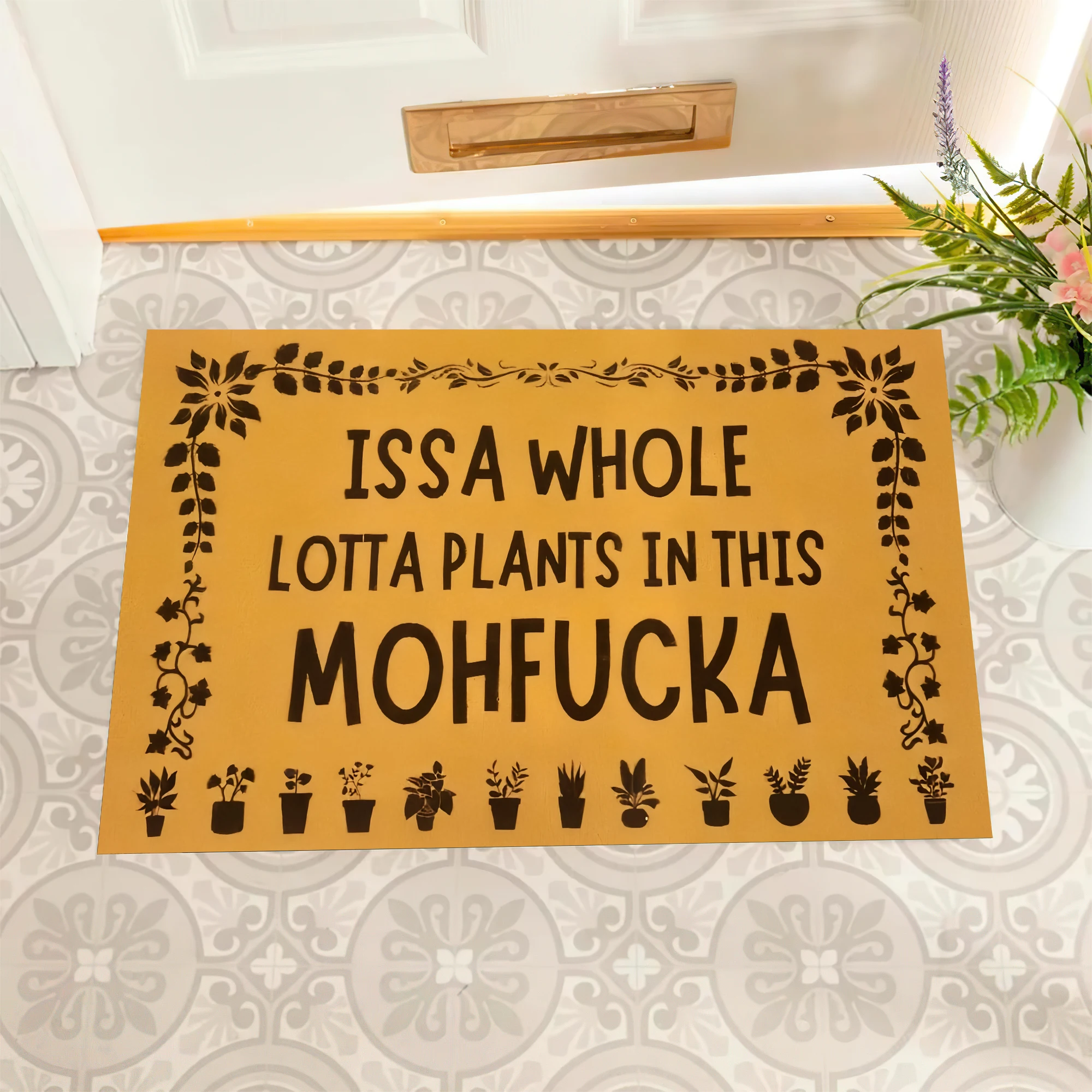 Issa نباتات لوتا كاملة في هذه ممسحة Mohfucka المطاطية المطبخ حصيرة Largan الكلمة حصيرة عدم الانزلاق السجاد مدخل البساط #2