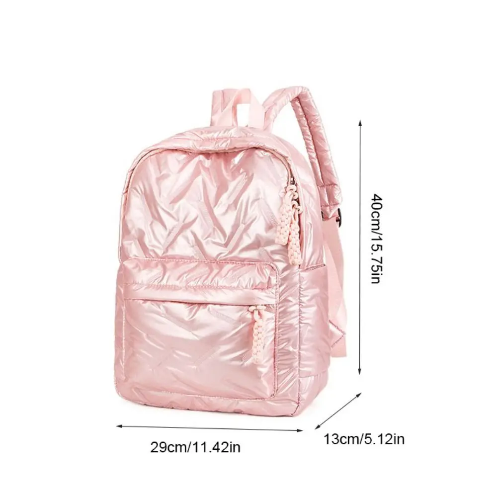 Elegant Solid Color Space Cotton Backpack Nylon Pleated Bubble Shoulder Bag Knapsack Cloud Student Schoolbag Teenagers