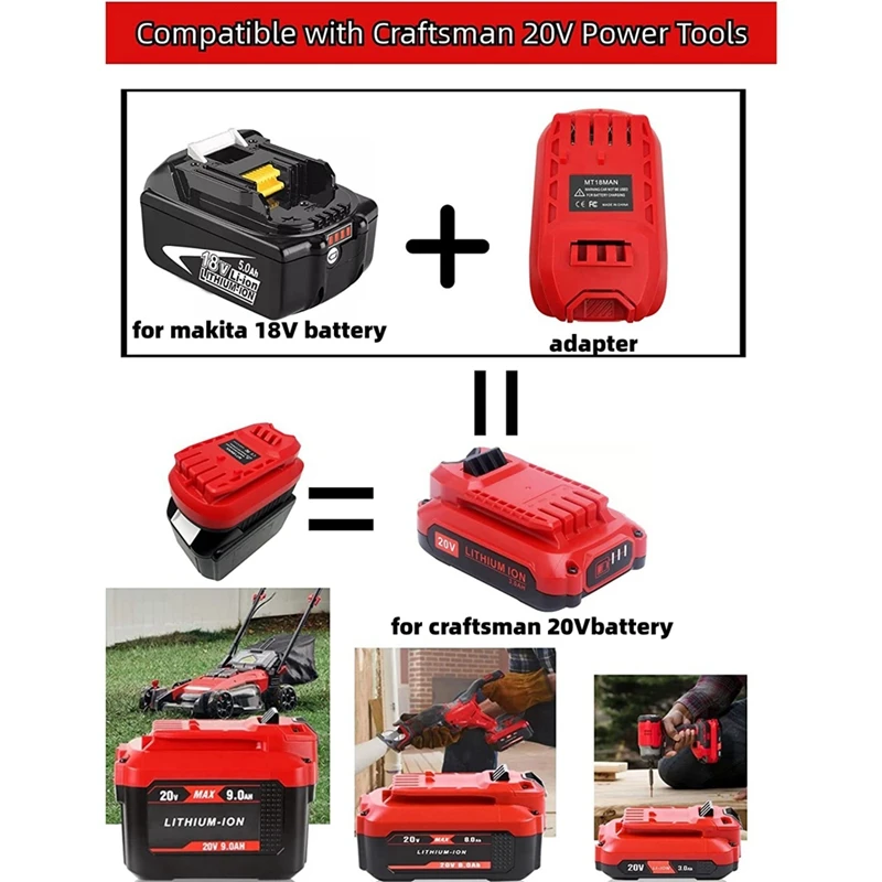 MT18MAN Adapter MT18MAN Battery Adapter For 18V Li-On Battery Convert To For Craftsman For NEW 20V Power Tool