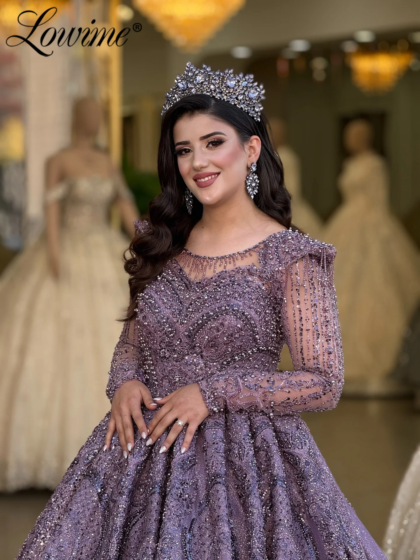 

2026 High Fashion Customized Purple Evening Dress Long Sleeves Heavy Beads Tassel A Line Prom Dresses Arabic Wedding Party Gowns