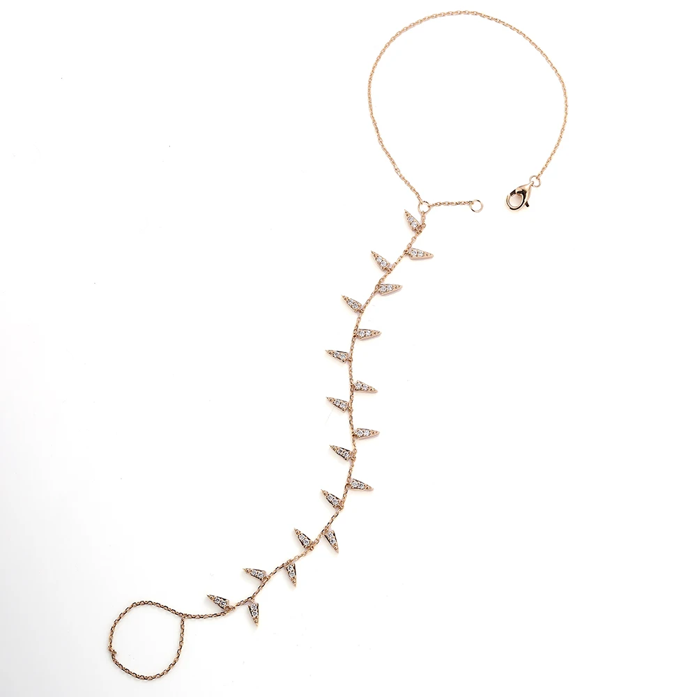 Provence 10K 14K solid gold hand chain bracelet round cut lab diamond finger ring bracelet Bohemia pendant jewelry birthday gift