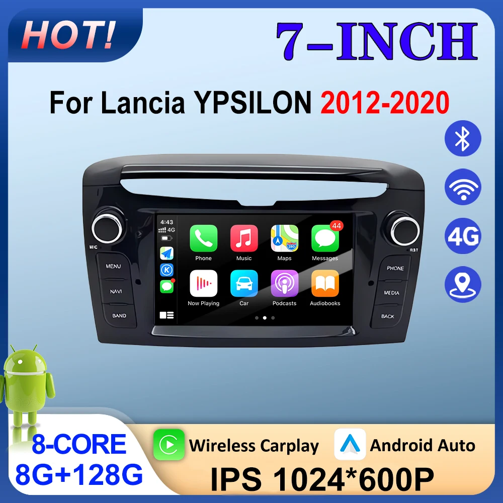 For Lancia YPSILON 2012-2020 Car Multimedia Player Android16 GPS Navigation Auto Tools DSP Stereo CarPlay QLED Screen