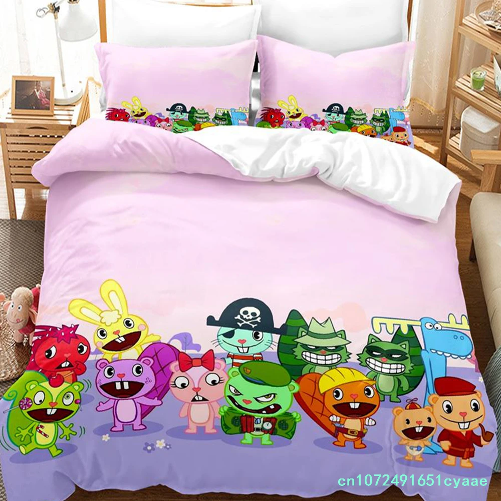 2023 Happy Tree Friends Bedding Set Single Twin Full Queen King Size Bed Set Aldult Kid Bedroom Duvetcover Sets Anime