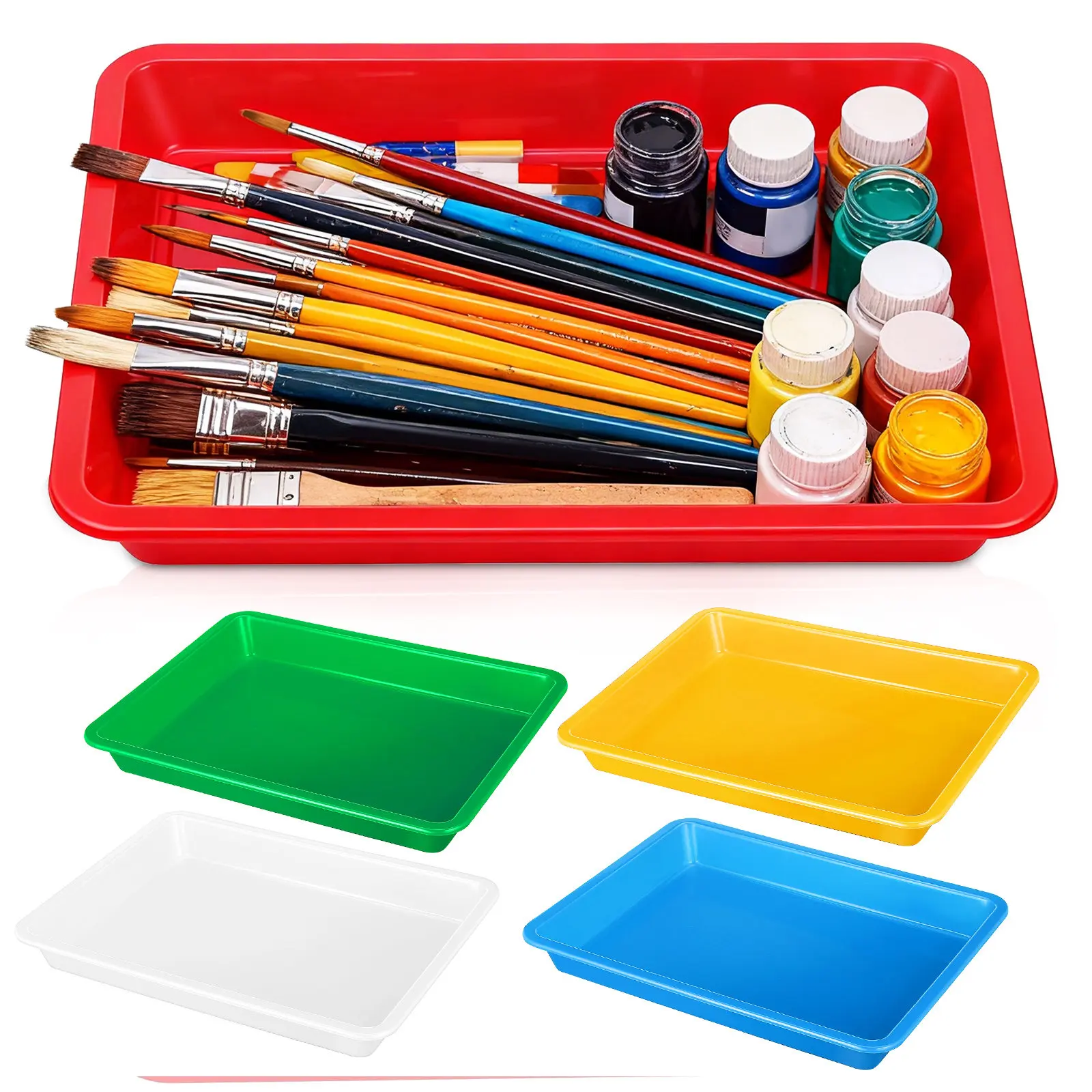 5Pcs Exquisite Craft Tray Plastic Organizer for Painting Color Mixing DIY Projects Stackable Compact Storage Solution