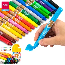 Deli 24 Colors Oil Pastels with Plastic Enclosure Colored Pencil Oil Pastels Color Wax Crayon Color Pen Paiting Pencil Kid Gift