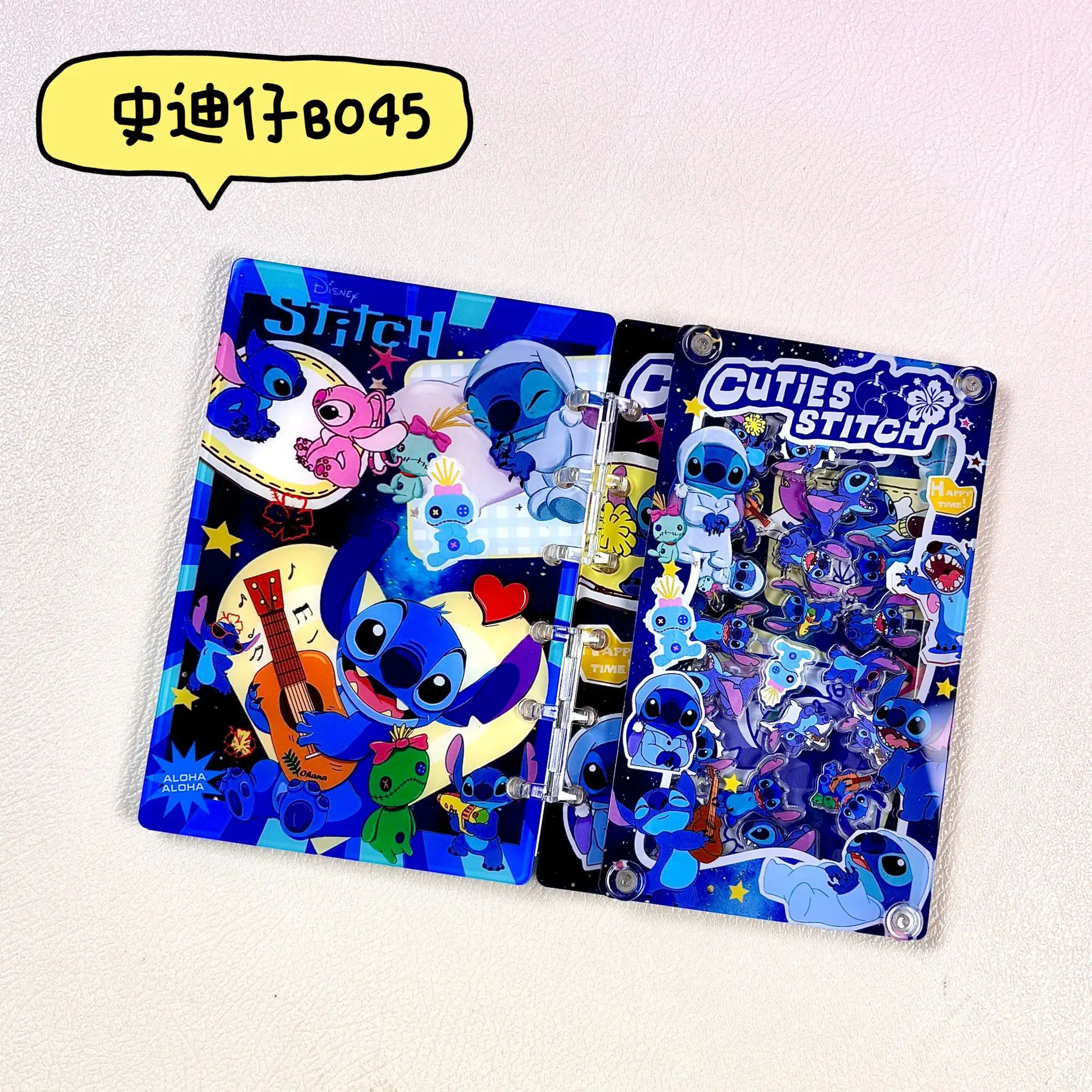 

Anime Stitch DIY A7 Shake Acrylic Notebook Cartoon Acrylic Notepad Popular Student Handbook Exquisite Loose Leaf Book Girl Gift