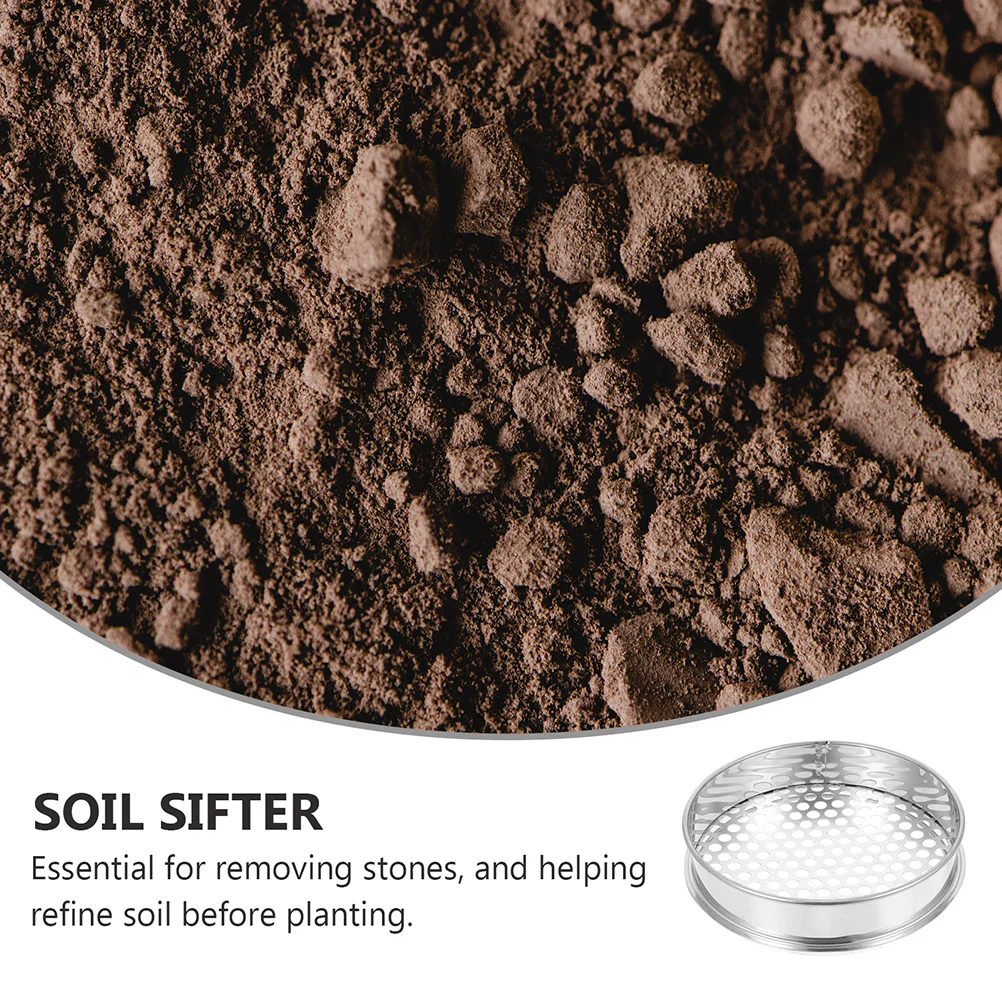 

2pcs Round Hole Sieve Stainless Steel Mesh Sieve For Garden Soil Sifting Pan Manual Sifting Tool Gardening Supplies Planting