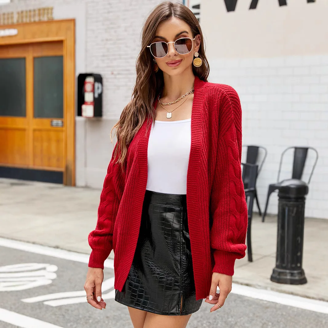 

Женские однотонные простые базовые элегантные повседневные модные свободные вязаные кардиганы с v-образным вырезом и длинными рукавами, женские осенне-зимние пальто