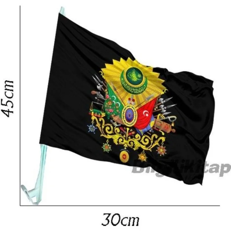 Flag Car Glass For Ottoman Crest Flag Convoy Flag Car Camı Pennant Flag Room: 30x20 cm