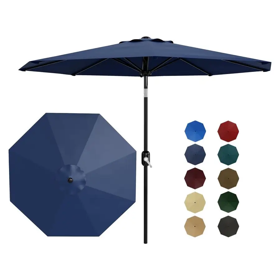 

Patio Umbrella 9 ft, Table Umbrella Outdoor Patio UV Protection with Crank Lift amp Push Button Tilt, 8 Sturdy Ribs for Yard, De
