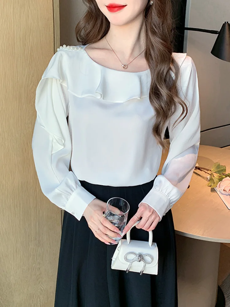 

Весна 2026: Женское шифоновое платье с V-образным вырезом, длинными рукавами, кружевной отделкой, свободного кроя, в стиле французской повседневной одежды, для дома, путешествий, походов.