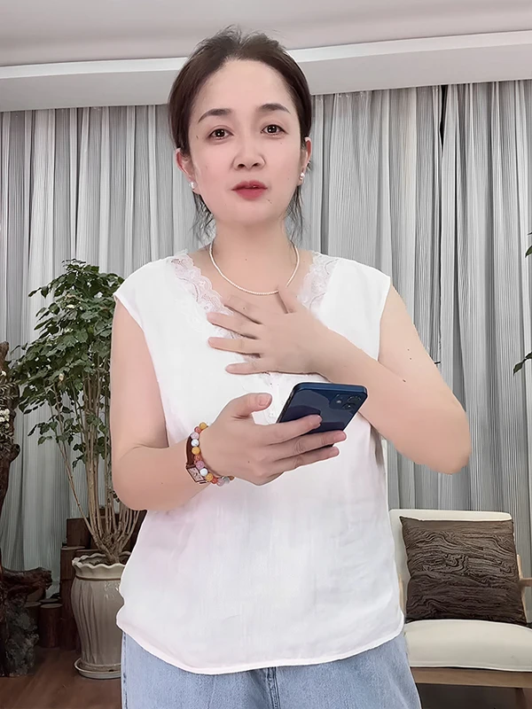 

Женский кружевной топ Han Haax с V-образным вырезом, летний, белый, 60-ниточный, комфортный, дышащий, повседневный, модный