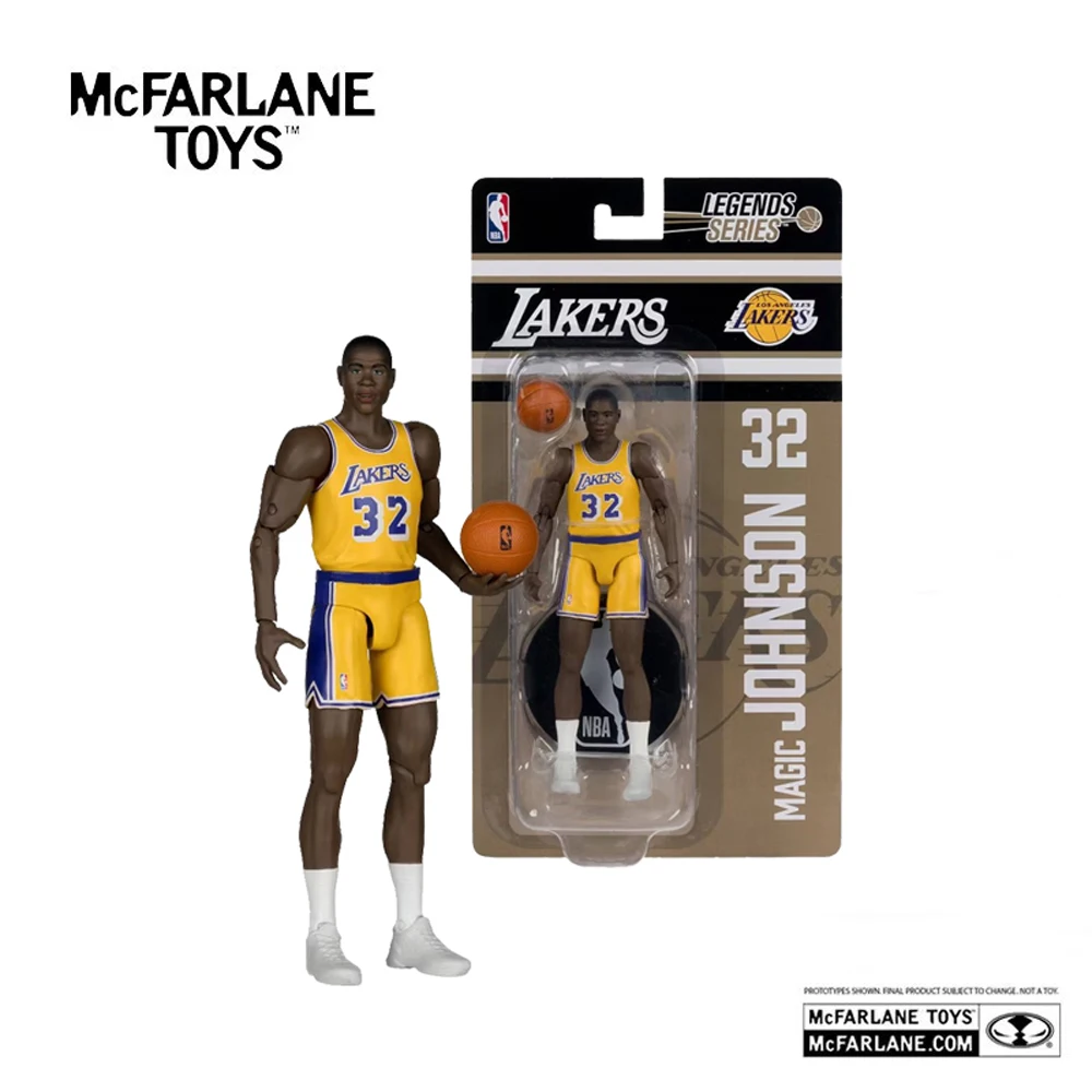 Figuras Articuladas McFarlane Toys de la NBA, Earvin "Magic" Johnson, Serie Legends, Figura de 6 Pulgadas, Modelo de Muñeco, Kit de Garaje