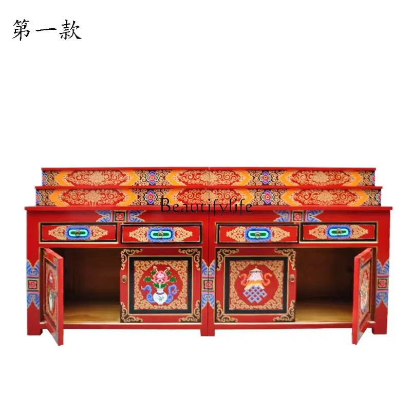 Tibetan hand-painted Buddhist shrine offering table Zhongtang home temple style supports customization of various sizes
