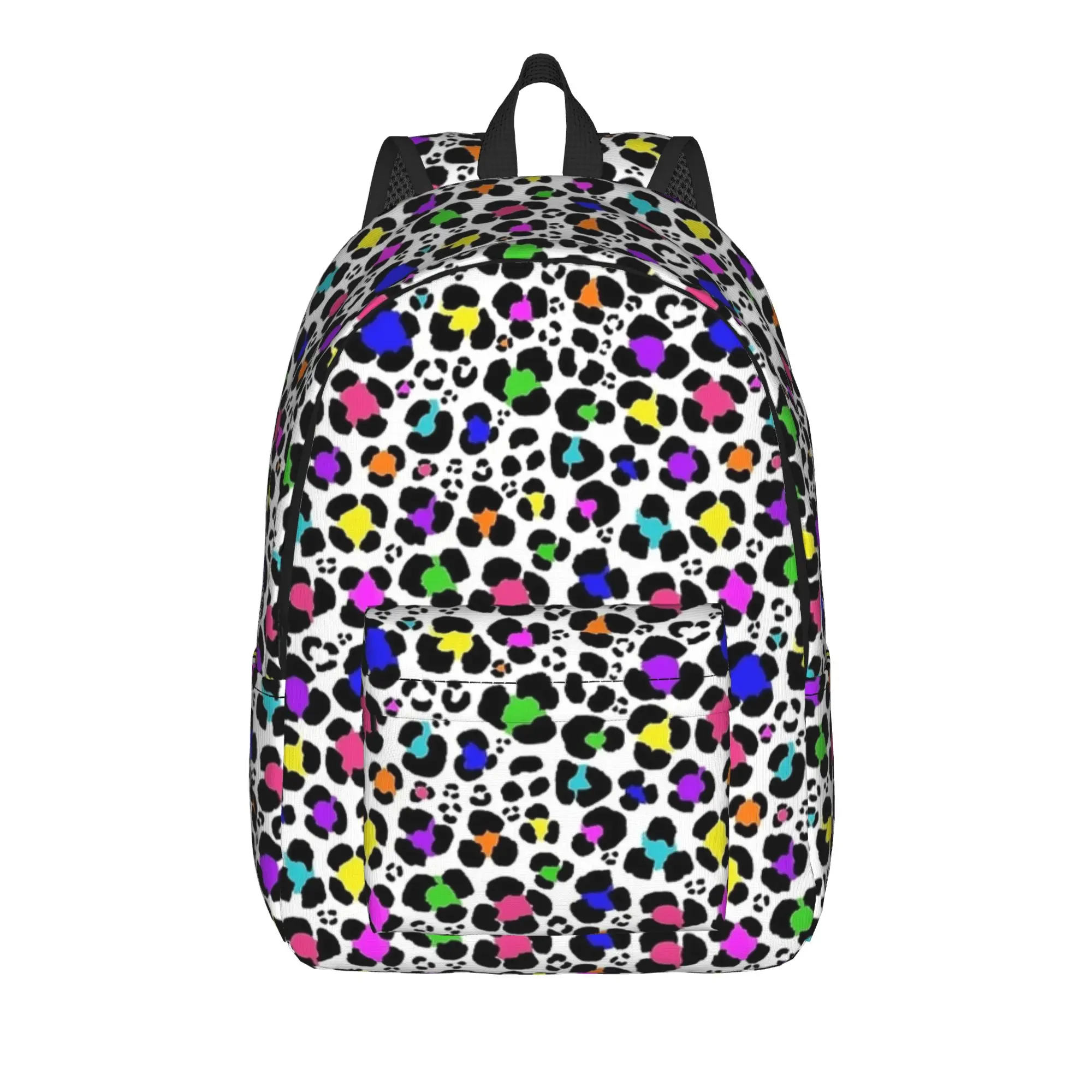 Bright Rainbow Ombre Gradient Leopard Print Pattern Backpack Animal Skin Women Outdoor Backpacks Pattern School Bags Rucksack