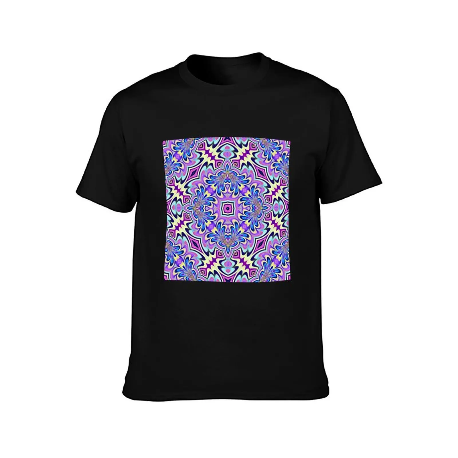 blue purple pink abstract tile T-Shirt Simple Line Art Print Tee T-Shirt